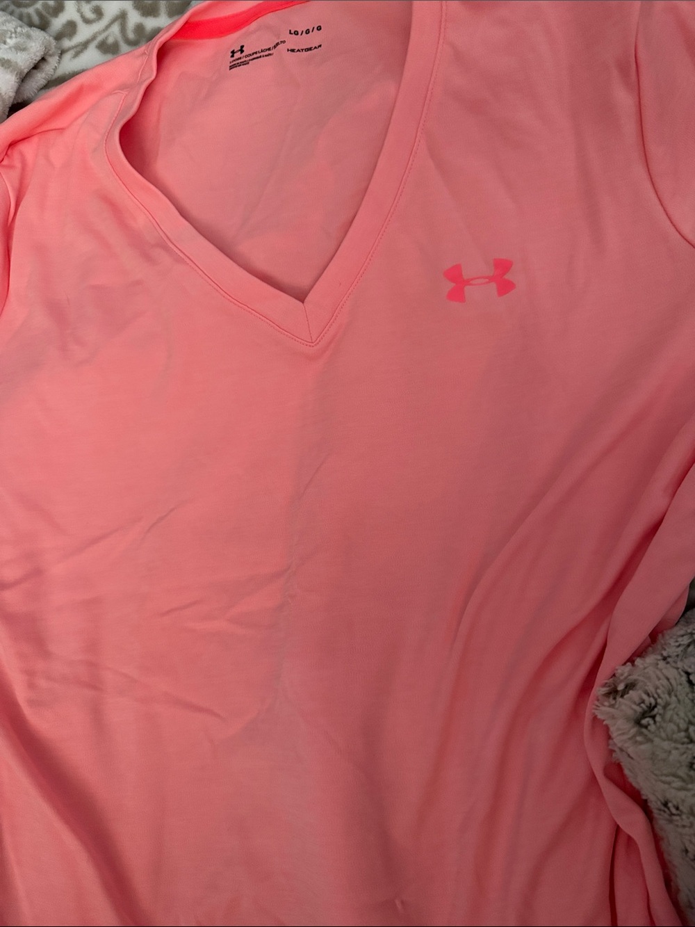 Under Armour Coral Pink V-Neck Short Sleeve Performance Tee